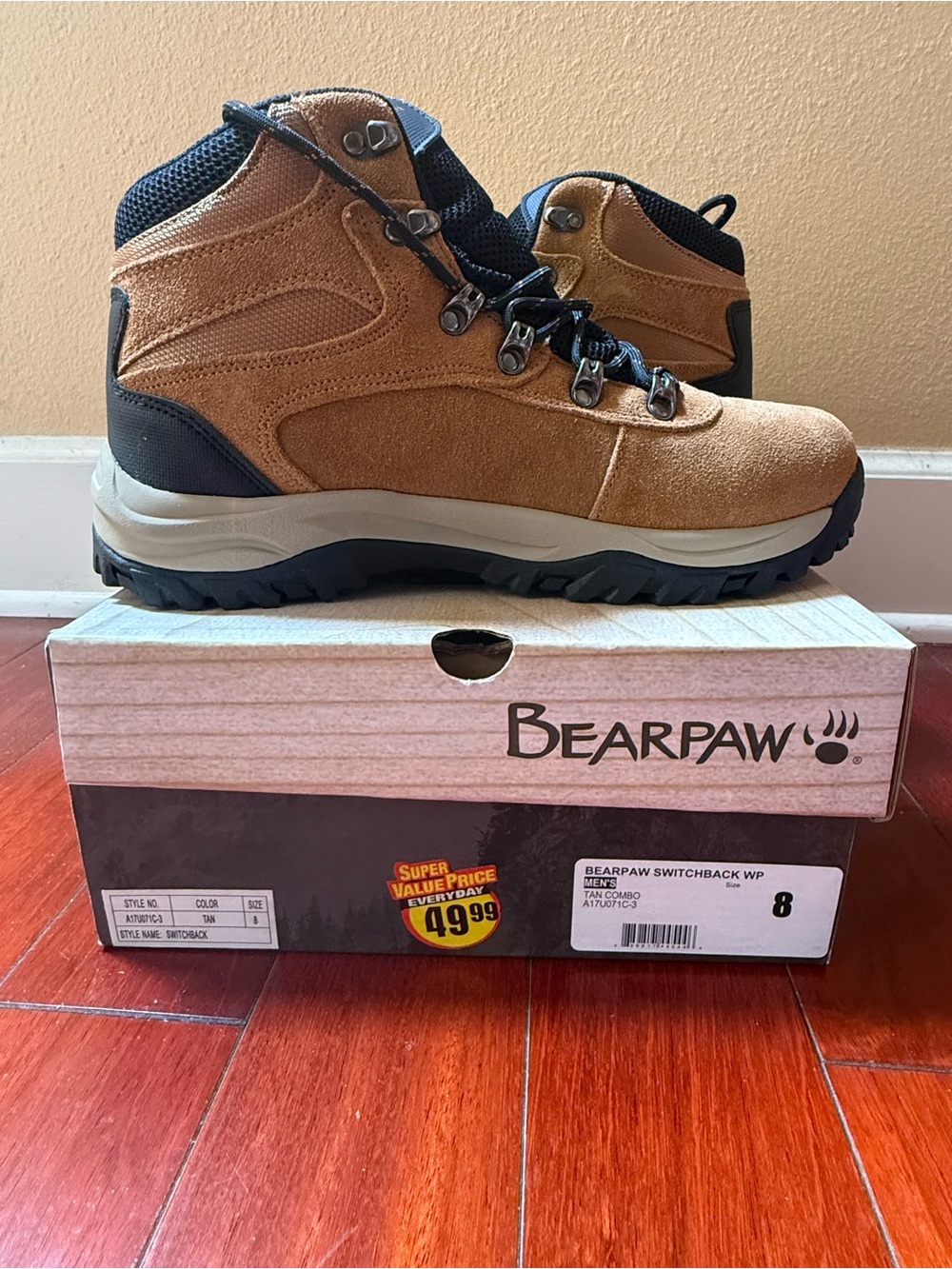 BearPaw Kids Tan and Black Mid-Top Hiking Boots